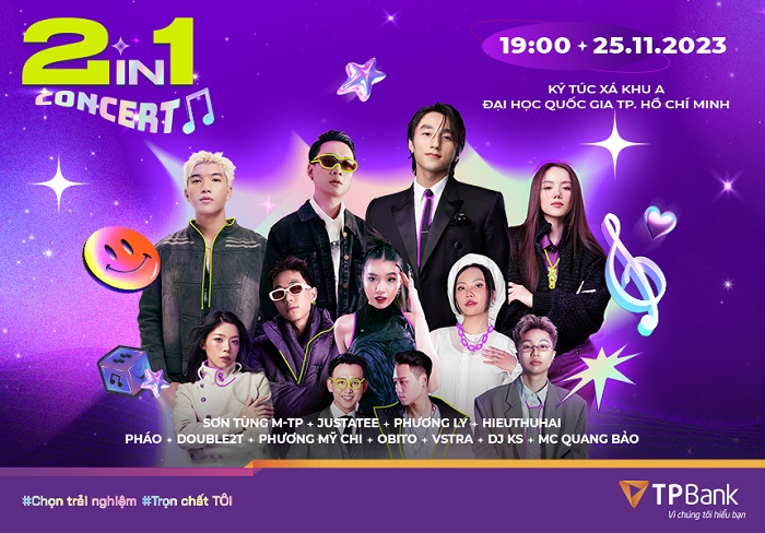 TPBank 2in1 Concert – Nhạc hội Trọn trải nghiệm có sự tham gia của Sơn Tùng M-TP, Justatee, Phương Ly, HIEUTHUHAI, DOUBLE2T…