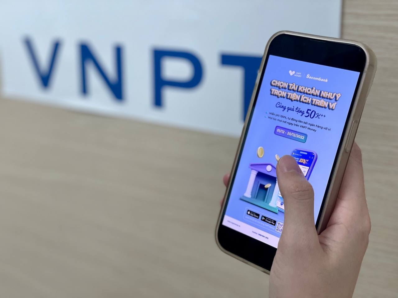 Dễ dàng mở tài khoản ngân hàng Sacombank ngay trên ứng dụng VNPT Money.