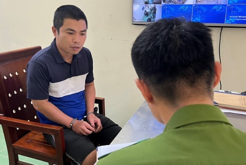 Nghi phạm Hoàng Ngọc Chiến tại cơ quan Công an.