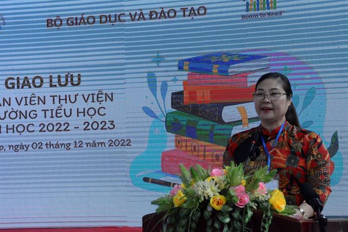 Vụ trưởng Vụ Giáo dục Tiểu học, Bộ GDĐT Trịnh Hoài Thu phát biểu tại chương trình giao lưu