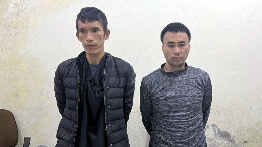 Phan Công Thành và Nguyễn Đắc Hoàng đã bị bắt giữ - Ảnh: Công an Hà Tĩnh