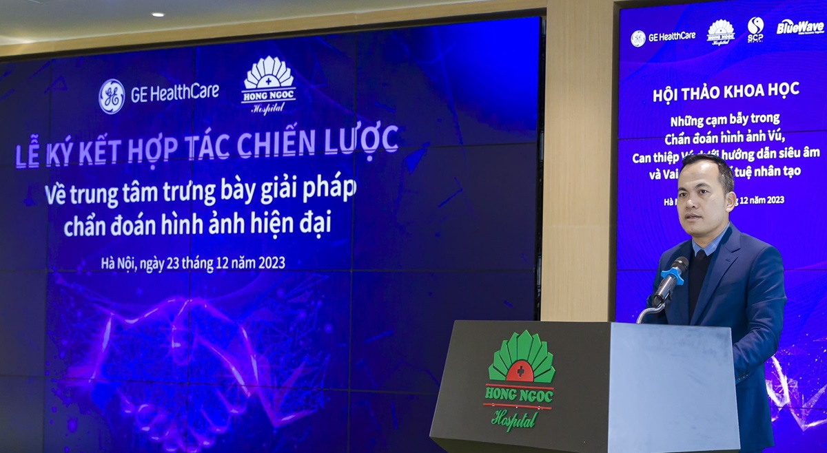 ông Phạm Hồng Sơn - Tổng Giám đốc GE HealthCare Việt Nam phát biểu tại lễ ký kết