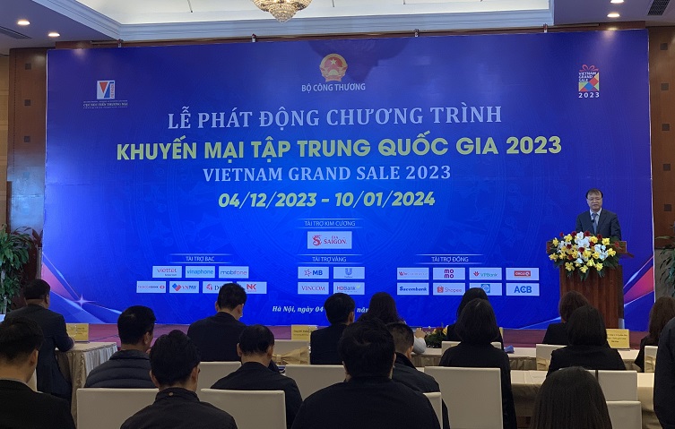 Thứ trưởng Bộ Công Thương Đỗ Thắng Hải phát biểu tại Lễ phát động Chương trình “Khuyến mại tập trung quốc gia 2023 - Vietnam Grand Sale 2023”