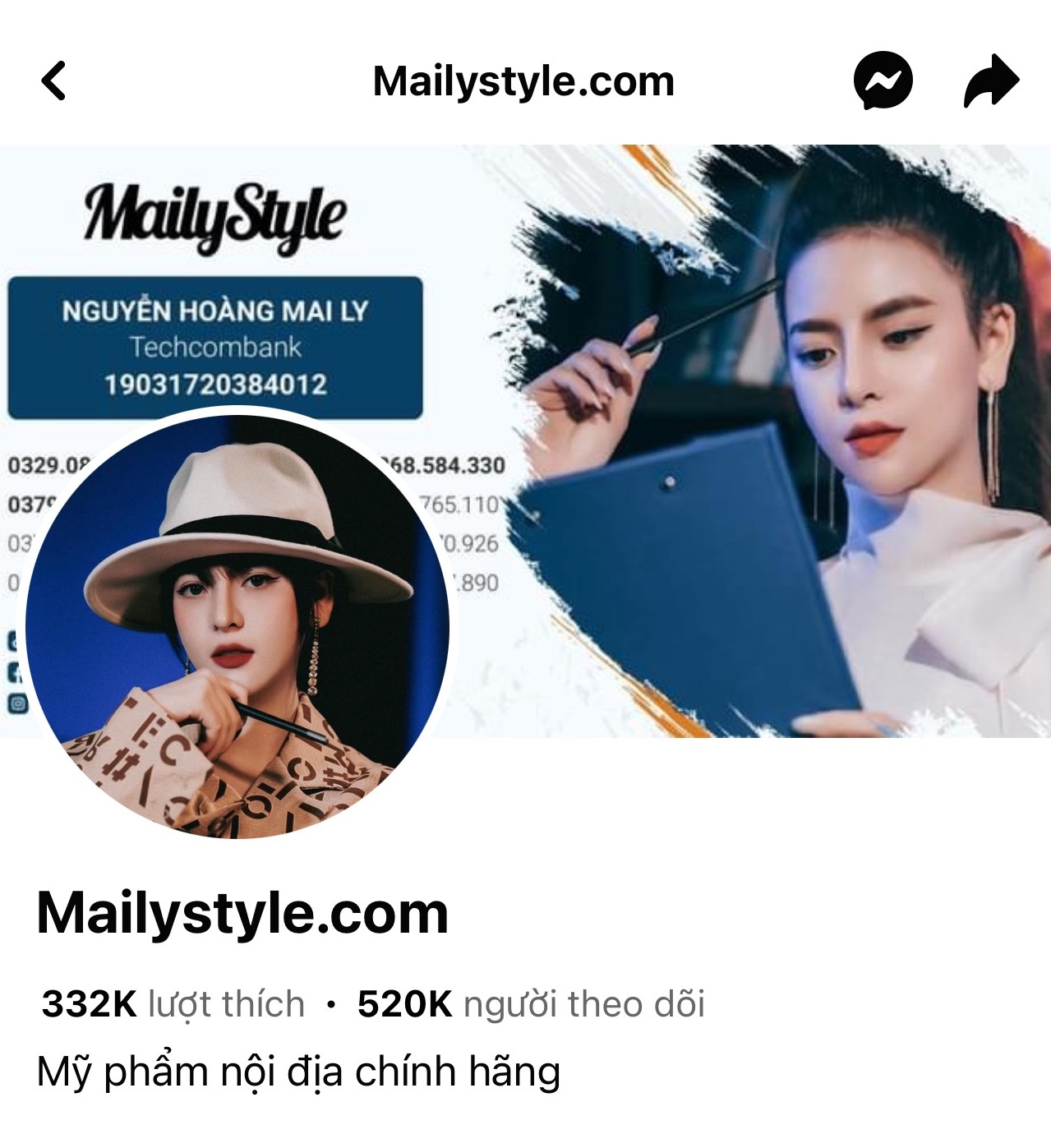 Tài khoản Mailystyle.com có hàng trăm nghìn lượt thích và theo dõi