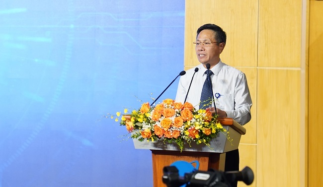 Chủ tịch HĐTV Tập đoàn VNPT Tô Dũng Thái phát biểu tại Lễ Tổng kết  dự án CSDLQG về DC