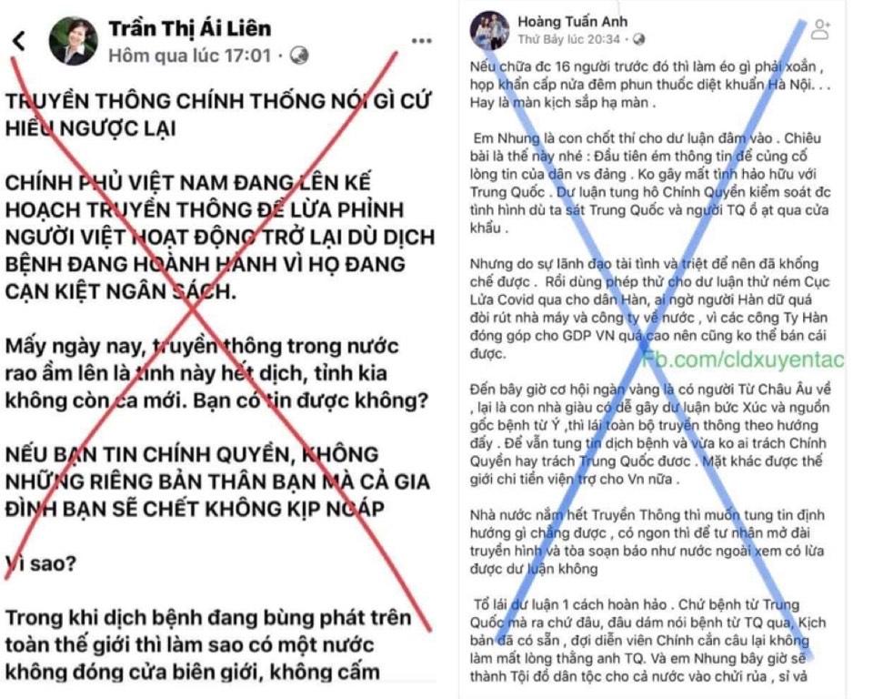 Các đối tượng xuyên tạc, lợi dụng tình hình dịch bệnh, kêu gọi người dân không tin vào các kênh truyền thông chính thống của Việt Nam.