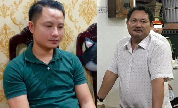 Hai cha con Thiện “Soi” khi bị bắt, tối 1/12/2020. Ảnh: Quang Hưng