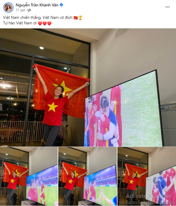 Hoa hậu Khánh Vân chúc mừng đội tuyển Việt Nam chiến thắng