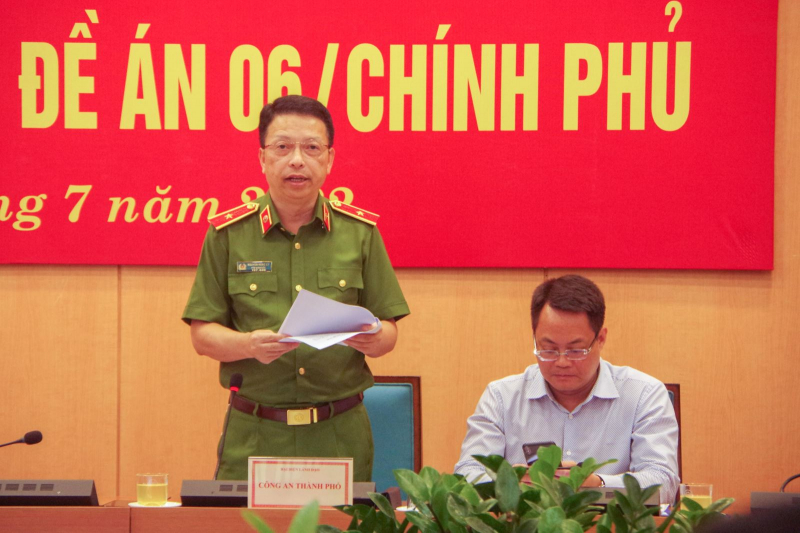 Thiếu tướng Nguyễn Hồng Ky, Phó Giám đốc Công an TP Hà Nội phát biểu tại Hội nghị.