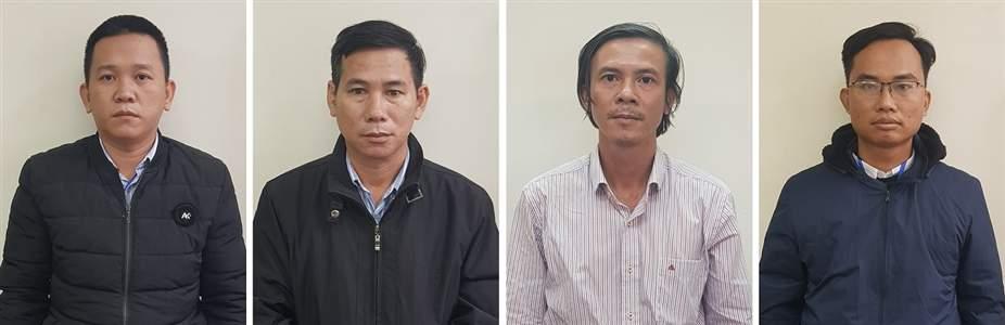 Các bị can (từ trái qua phải): Hoàng Trung Hậu; Nguyễn Tấn Chánh; Lê Công Bằng; Quách Văn Phúc.