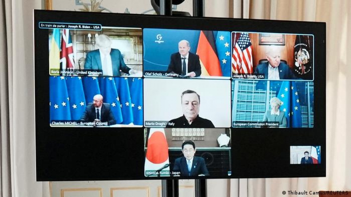 Cuộc họp trực tuyến của các lãnh đạo G7 diễn ra ngay 8/5. Ảnh: Reuters