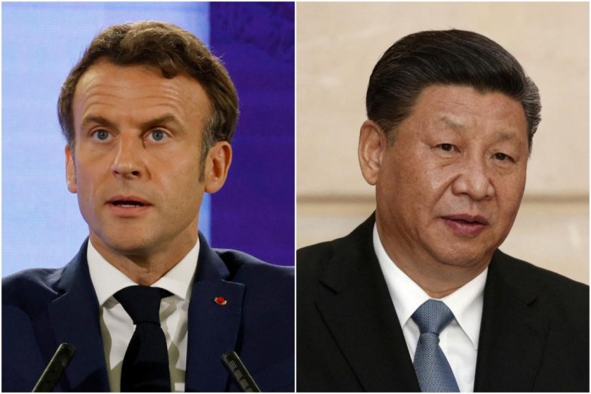 Tổng thống Pháp Emmanuel Macron và Chủ tịch Trung Quốc Tập Cận Bình. Ảnh: Reuters