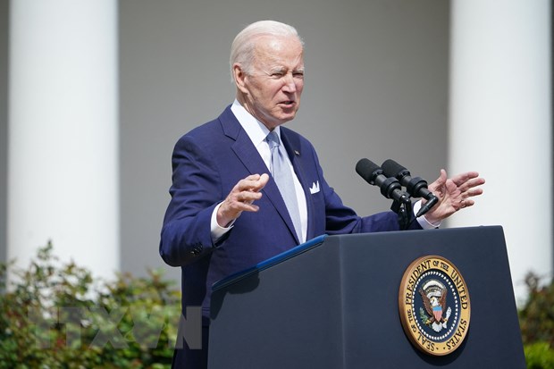 Tổng thống Mỹ Joe Biden phát biểu với báo giới tại Nhà Trắng, Washington, DC. (Ảnh: AFP/TTXVN)