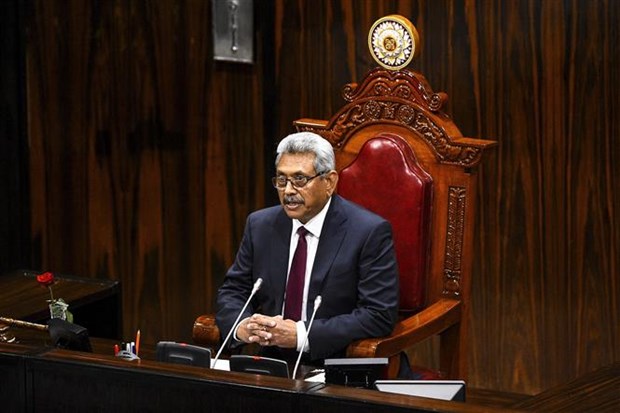 Tổng thống Sri Lanka Gotabaya Rajapaksa phát biểu tại phiên họp quốc hội ở Colombo, ngày 20/8/2020. (Ảnh: AFP/TTXVN)