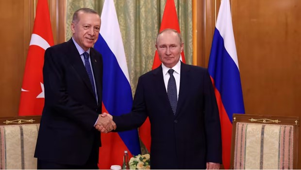 Tổng thống Thổ Nhĩ Kỳ Recep Tayyip Erdogan và người đồng cấp Nga Vladimir Putin. (Nguồn: AFP/Getty Images)