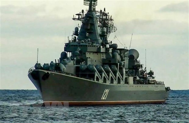 Tàu tuần dương Moskva của Nga tham gia tập trận. (Ảnh minh họa: AFP/TTXVN)