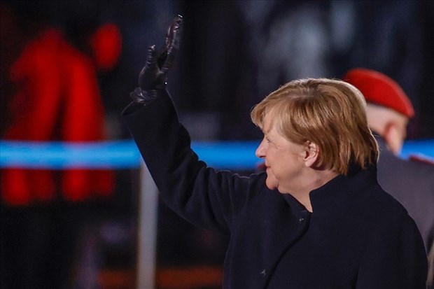 Bà Angela Merkel tại buổi lễ. (Nguồn: AFP)