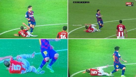 Pha phạm lỗi nguy hiểm của Messi với cầu thủ của Bilbao