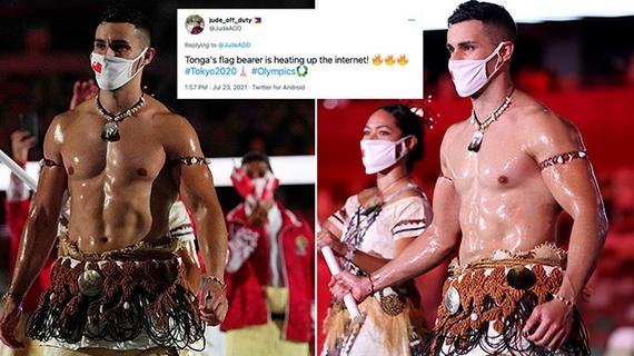 Hình ảnh của VĐV Tonga nhanh chóng lan truyền trên mạng xã hội