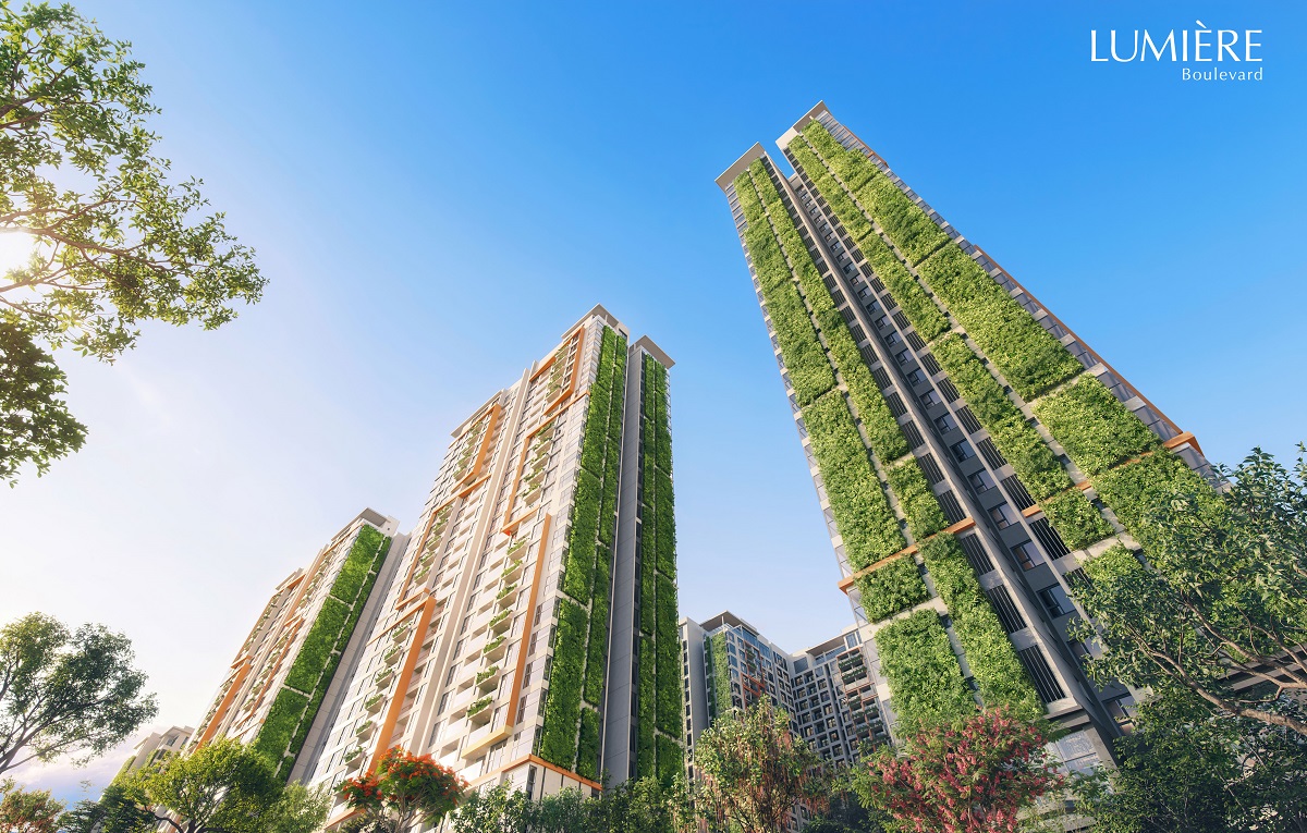 Phối cảnh dự án có kiến trúc xanh 3D hàng đầu Việt Nam LUMIÈRE Boulevard