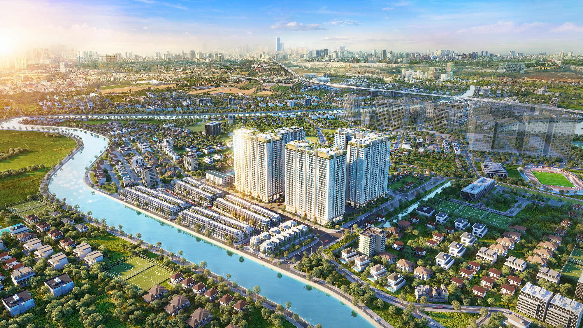 Hanoi Melody Residences thừa hưởng nhiều tiện ích giáo dục, không gian xanh, hạ tầng giao thông ngoại khu.