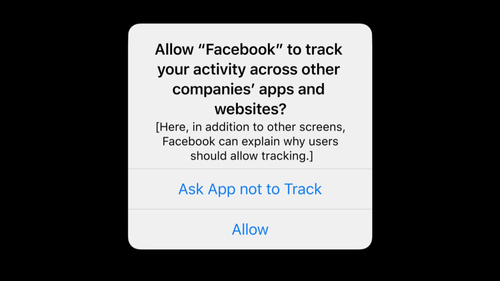 Ứng dụng phải hỏi trước người dùng iOS nếu muốn theo dõi dữ liệu từ các ứng dụng hoặc website trên máy. Ảnh: Apple