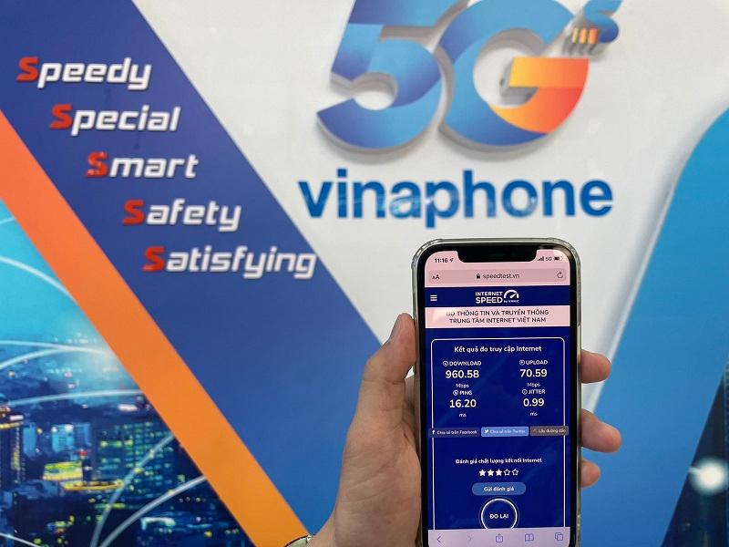 Đo thử tốc độ kết nối internet trên iPhone qua kết nối VinaPhone 5G