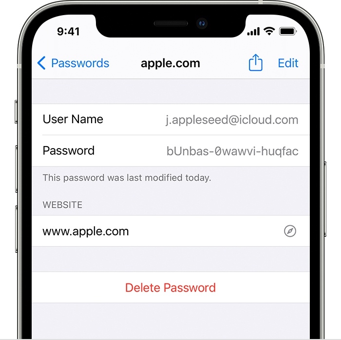 Quản lý mật khẩu là một tính năng hay của iOS. Khi khởi tạo tài khoản mới, hệ thống đề xuất một mật khẩu khác và mạnh hơn để sử dụng. Khi đăng nhập lại, iOS sẽ tự động điền ký tự khi người dùng sử dụng Face ID hoặc vân tay. (Ảnh: Apple)
