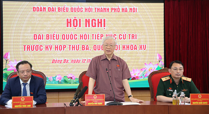 Tổng Bí thư Nguyễn Phú Trọng phát biểu tại buổi tiếp xúc