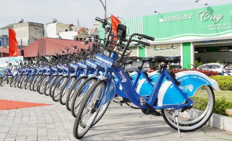 Trạm xe đạp công cộng ở Quảng trường Thống Nhất, thành phố Hải Dương.