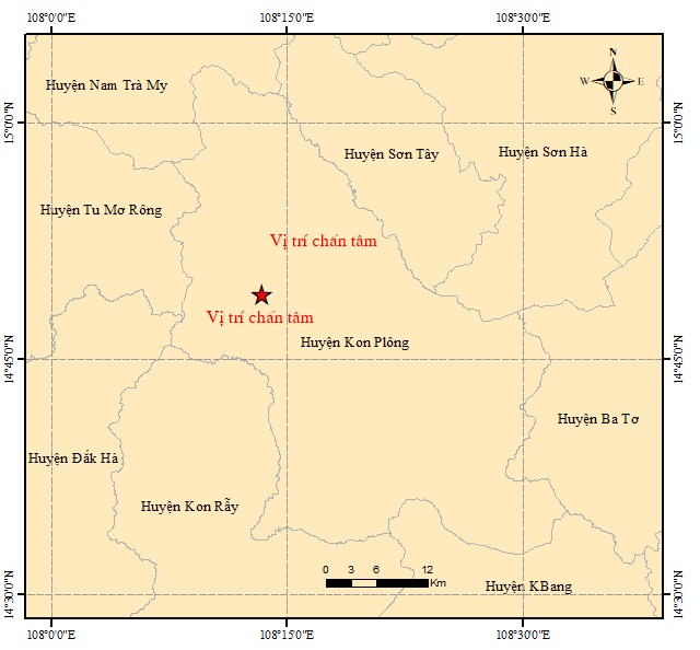 Sơ đồ tâm chấn trận động đất xảy ra sáng sớm ngày 30/8