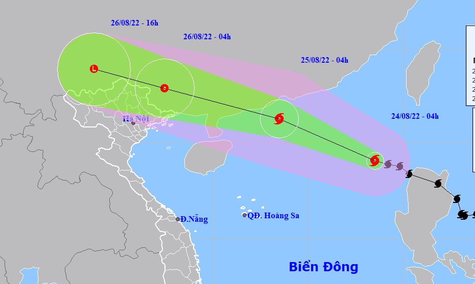 Hình ảnh dự báo đường đi và vùng ảnh hưởng của bão số 3