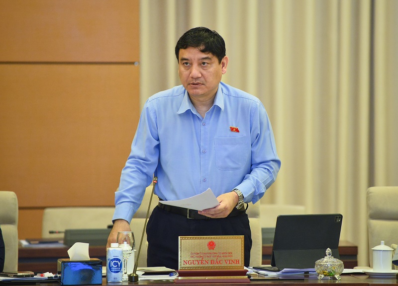 Chủ nhiệm Ủy ban Văn hóa, Giáo dục Nguyễn Đắc Vinh trình bày kế hoạch giám sát chi tiết
