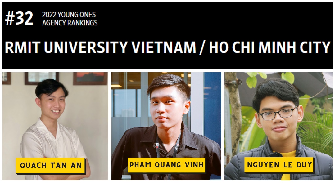 Bộ ba đoạt giải là sinh viên ngành Truyền thông chuyên nghiệp Đại học RMIT Quách Tấn An, Phạm Quang Vinh và Nguyễn Lê Duy.