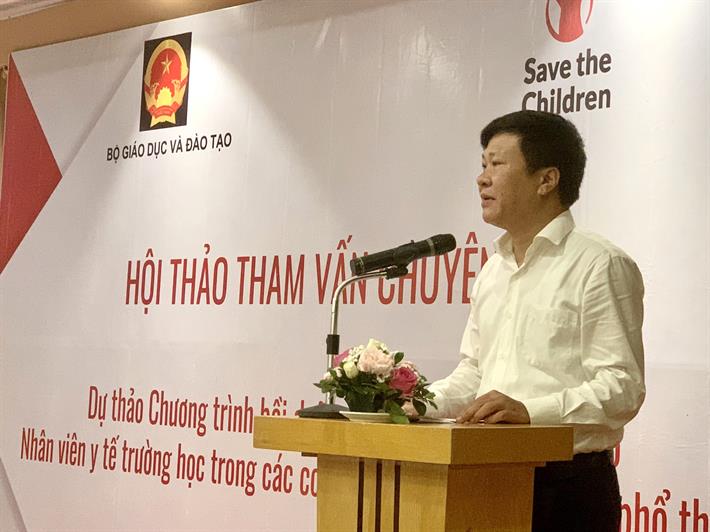 Phó Vụ trưởng Vụ Giáo dục Thể chất Nguyễn Nho Huy phát biểu tại Hội thảo