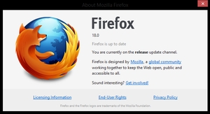 Firefox 18 mới nhất mắc lỗi khởi động lại