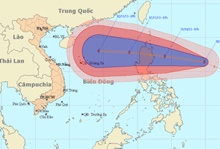 Một cơn bão mạnh đang tiến vào Biển Đông