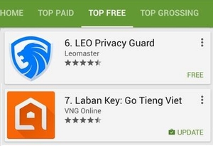 Laban Key lọt Top 10 ứng dụng miễn phí phổ biến nhất