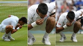 Djokovic ăn...cỏ mừng chức vô địch Wimbledon!