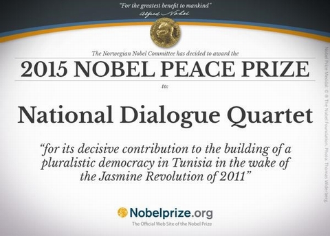 Ủy ban Nobel Na Uy thông báo giải Nobel Hòa bình được trao cho Nhóm Bộ Tứ Na Uy.