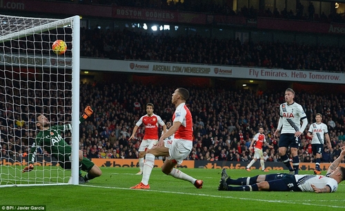 Gibbs ghi bàn thắng quân bình tỉ số 1-1 cho Arsenal