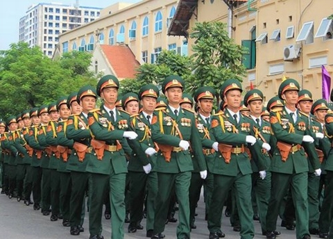 Lực lượng quân đội tham gia diễu binh, diễu hành ngày 2-9-2015.