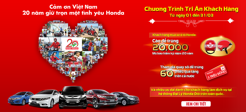 Tháng 3, Honda ưu đãi khách mua ô tô