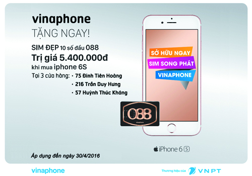 VinaPhone tặng sim 088 cho khách hàng mua iPhone