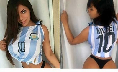 Siêu mẫu tung ảnh khiêu gợi nài nỉ Messi ở lại Argentina