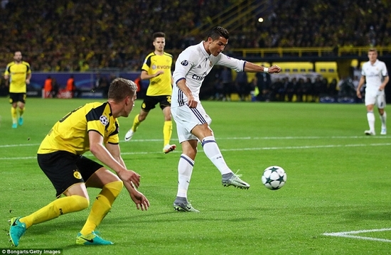 Ghi bàn cho Real nhưng C.Ronaldo để lại hình ảnh xấu xí với pha phạm lỗi với hậu vệ Dortmund