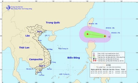 Áp thấp nhiệt đới đột ngột xuất hiện gần Biển Đông