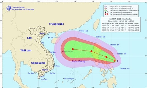 Bão mạnh giật cấp 15 đang tiến vào Biển Đông