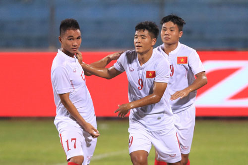 Niềm vui các cầu thủ U19 Việt Nam khi đánh bại U19 Bahrain để có mặt ở World Cup U20 thế giới. Ảnh: Internet