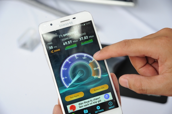 Thử nghiệm đo tốc độ mạng 4G trên ứng dụng SpeedTest